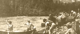 Photo: Canoeists at the International Canoe-In on July 28, 1974. 46 canoes and 20 kayaks successfully negotiated the river, despite Seattle City Light’s testimony that the Skagit River was un-navigable.